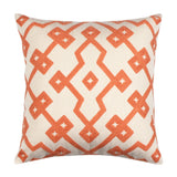 18" x 18" Embroidered Cotton Geometric Peach Orange Throw Pillow Cover