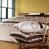 Cotton Sateen Oat Beige & Brown Houndstooth Duvet Cover Set