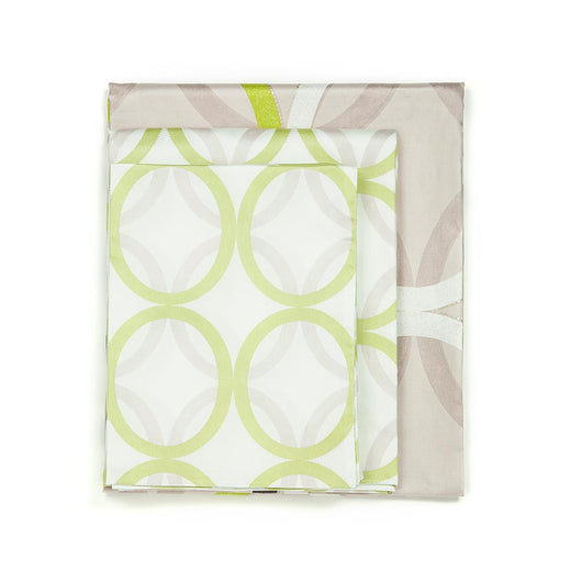 Sateen Beige With Green, Brown, White Rings 4 PCS Sheet Set