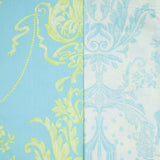 Light Blue Lime Green Damask Duvet Cover Set