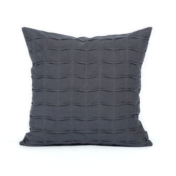 Charcoal Gray Hand Crafted Pintuck Accent Throw Pillow Cover