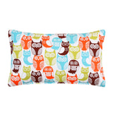12" X 20" Aqua Blue Orange Owl Lumbar / Oblong Pillow Cover