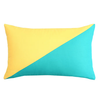 Duo Aqua & Yellow Oblong Pillow Cover