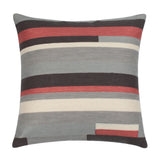 18" x 18" Embroidered Cotton Gray Pink Striped Throw Pillow Cover