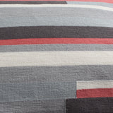 18" x 18" Embroidered Cotton Gray Pink Striped Throw Pillow Cover
