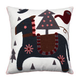 18" x 18" Embroidered Cotton Navy Pony Throw Pillow Cover