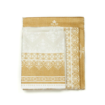 1100TC Sateen Gold Brown & Cream Damask 4 PCS Sheet Set