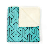 Geometric Aqua Blue & Black Baby / Stroller Blanket