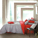 Cotton Modern Red & Gray Duvet Cover Set