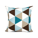 20" X 20" Modern Sky Blue, Teal Brown Triangle Pattern Throw Pillow Cover