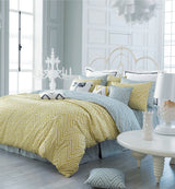 Modern Yellow and Gray Zigzag Chevron Duvet Cover Set