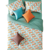 20" X 20" Powder Blue & Orange Triangle Pattern Pillow Cover