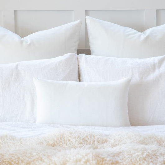 Solid White Linen Accent Pillows