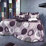 Purple Gray Circle Pattern Modern Cotton Sheet Set Teens Room