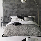 Cotton Sateen Gray & Black Paisley Duvet Cover Set