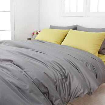 Solid Cotton Gray 3 PCS Duvet Cover Set 