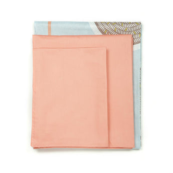 820TC Sky Blue & Peach Circle Pattern 4 PCS Sheet Set