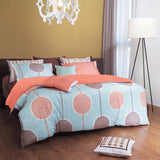 820TC Sky Blue & Peach Circle Pattern 4 PCS Sheet Set