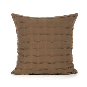 Light Brown Hand Crafted Pintuck Accent Throw Pillow Cover