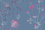 Sateen Blue, Purple & Hot Pink Floral Duvet Cover Set
