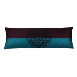 20" X 54" Black Damask Motif & Burgundy, Turquoise Bold Stripe Body Pillow Cover