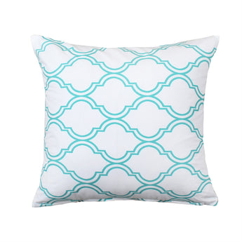 Bono White & Aqua Throw Pillow Cover