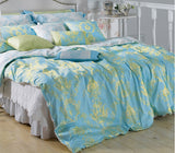 Light Blue Lime Green Damask Duvet Cover Set