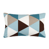 Modern Sky Blue, Teal Brown Triangle Pattern Throw Pillow Cover