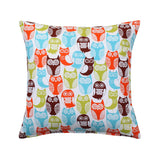 Aqua Blue Orange Owl Pillow Cover